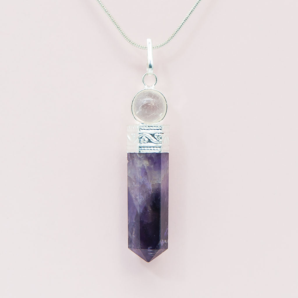 Amethyst Point Necklace with Crystal Ball