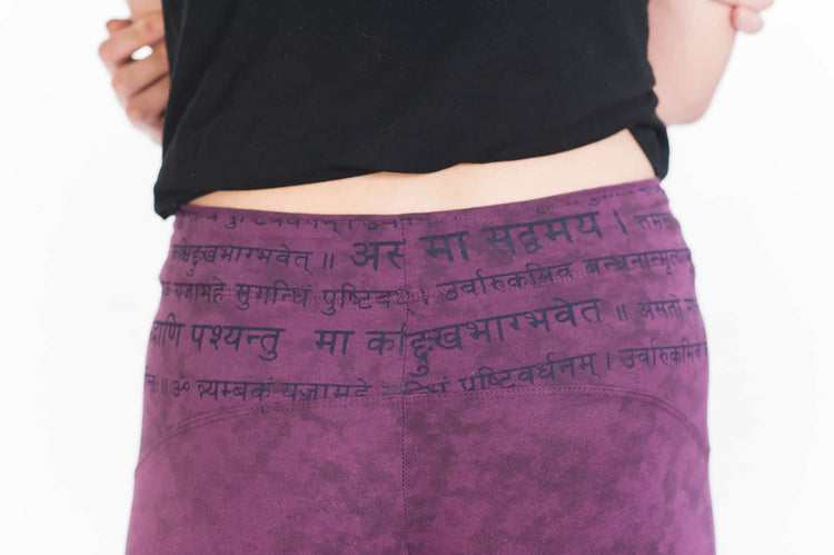 Anahata Burnout Red Yoga Leggings, Cotton, Full Length High Waist
