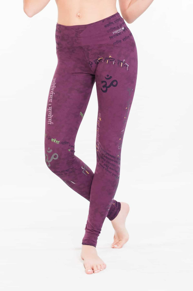 Anahata Burnout Red Yoga Leggings, Cotton, Full Length High Waist