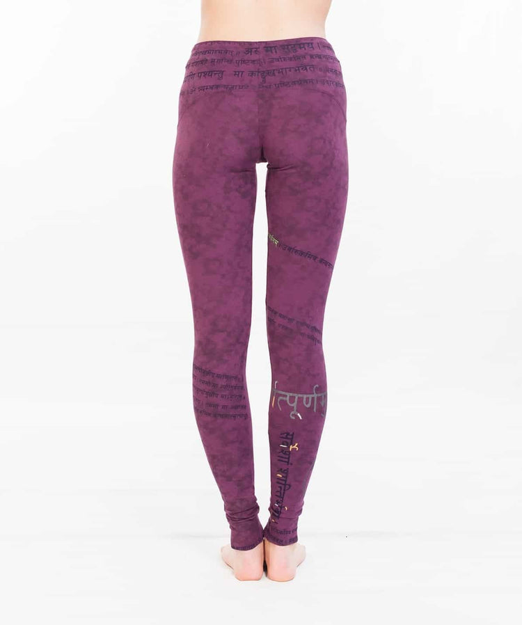 Anahata Burnout Red Yoga Leggings, Cotton, Full Length High Waist