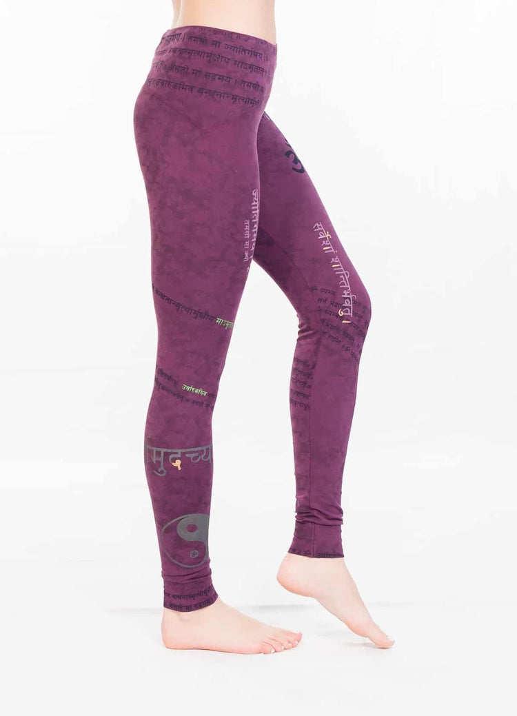 Anahata Burnout Red Yoga Leggings, Cotton, Full Length High Waist