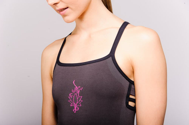 Ananda Seamless Bamboo Yoga Top, Moisture Wicking, Grey