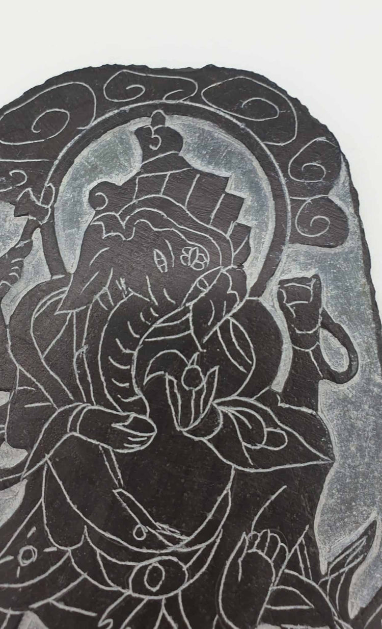 Artisan Ganesha Carving - Slate Mani Stone, Hand Carved