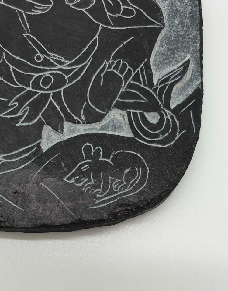 Artisan Ganesha Carving - Slate Mani Stone, Hand Carved