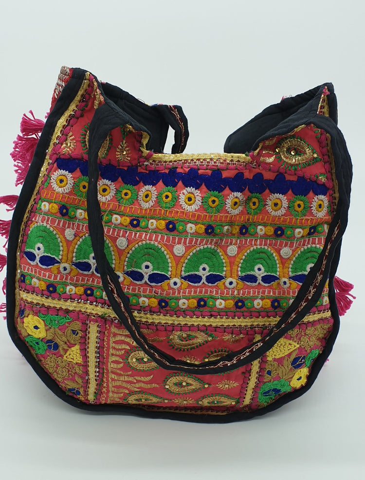 Artisan Large Recycled Embroidery Pink Hippy Patchwork Handbag