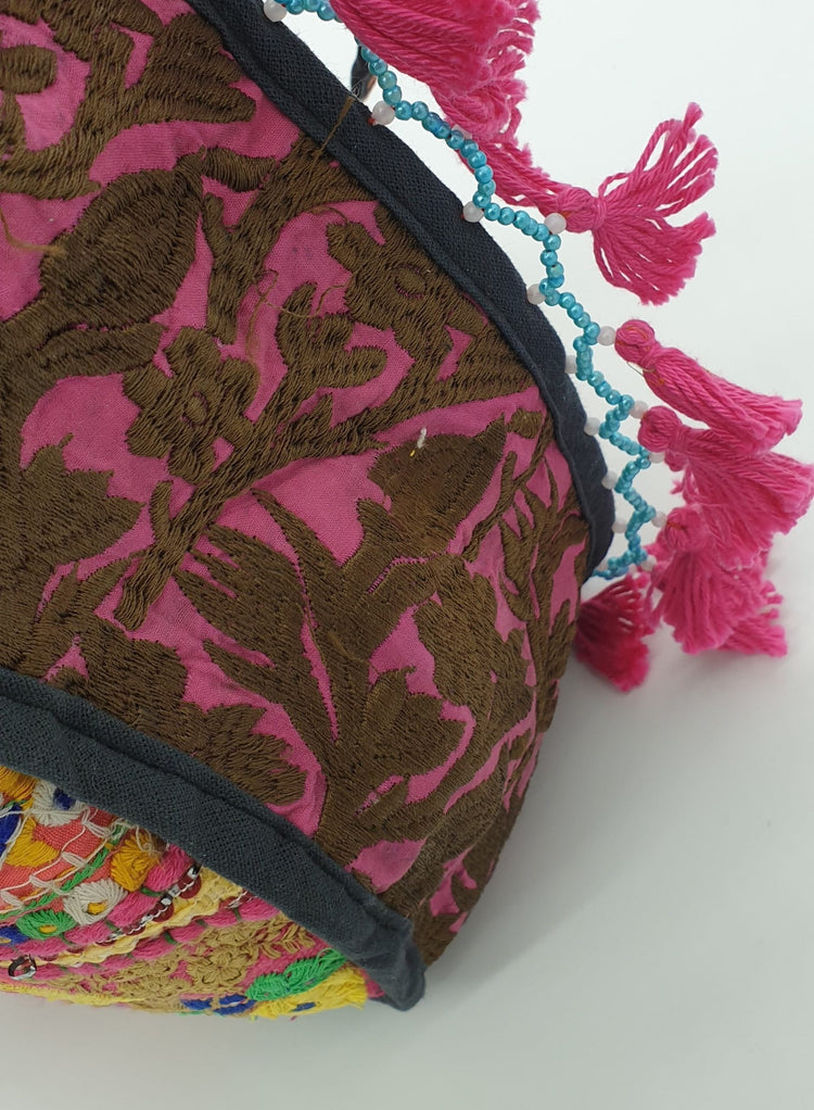 Artisan Large Recycled Embroidery Pink Hippy Patchwork Handbag