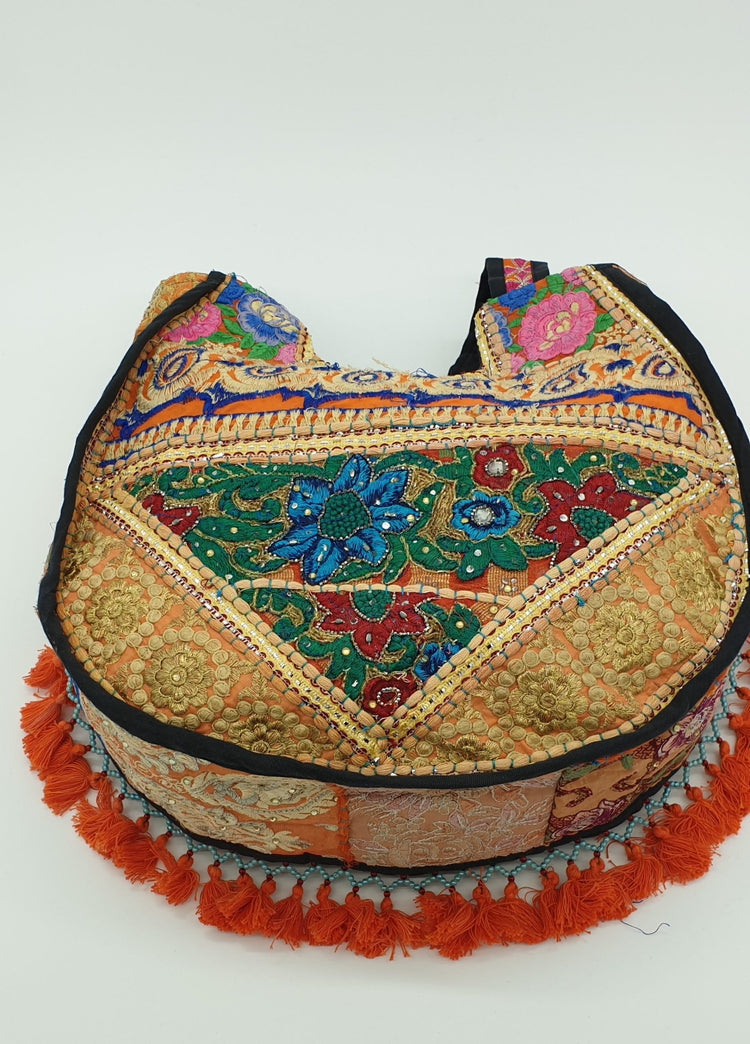 Artisan Large Recycled Orange Hippy Patchwork Handbag