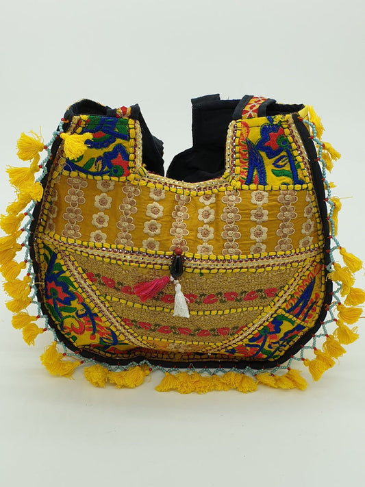 Artisan Large Recycled Yellow Hippy Patchwork Handbag