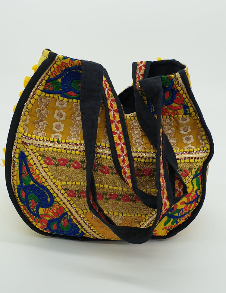 Artisan Large Recycled Yellow Hippy Patchwork Handbag