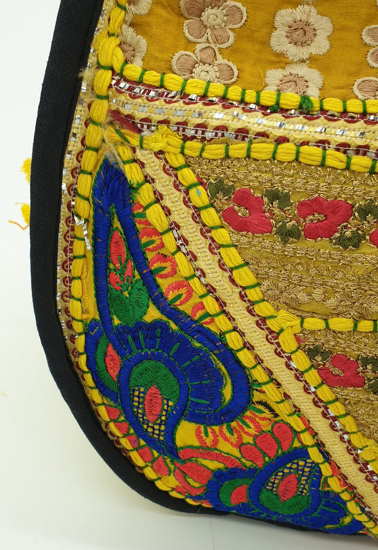 Artisan Large Recycled Yellow Hippy Patchwork Handbag