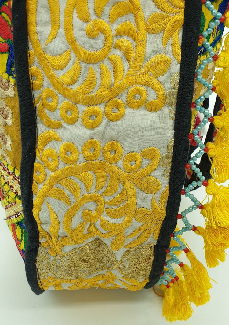 Artisan Large Recycled Yellow Hippy Patchwork Handbag