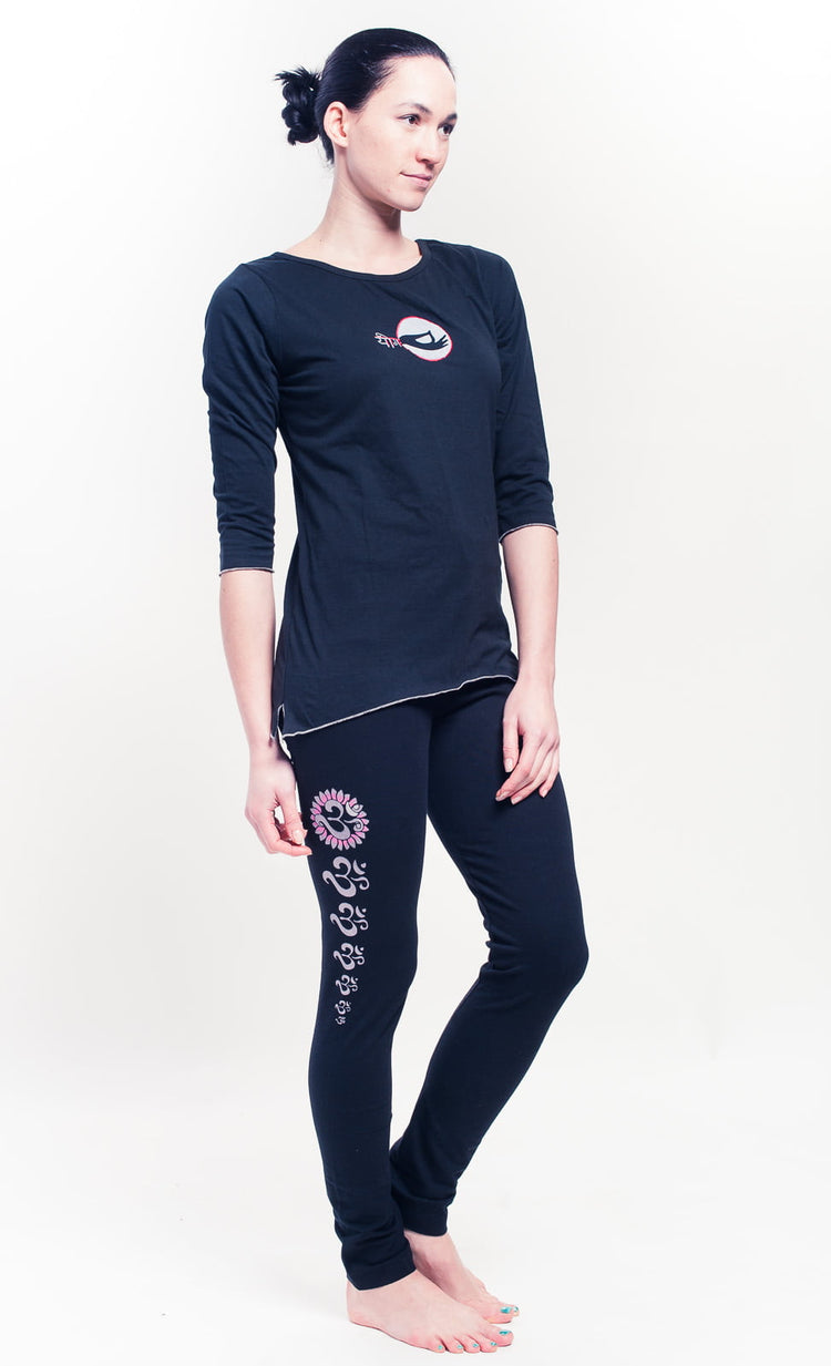 Asana Hand Painted Black Yoga Leggings - Full Length High Waisted