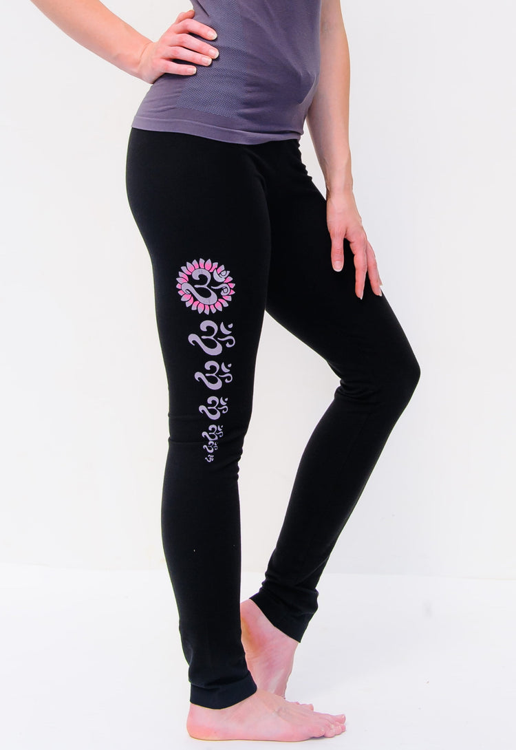 Asana Hand Painted Black Yoga Leggings - Full Length High Waisted