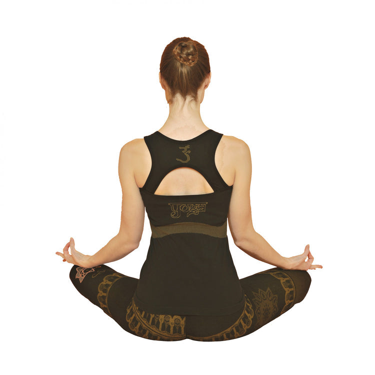 Bhakti Organic Black Yoga Outfit - Seamless Vest And Leggings Set