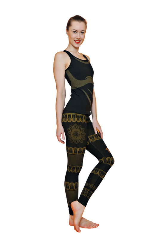 Bhakti Organic Black Yoga Outfit - Seamless Vest And Leggings Set