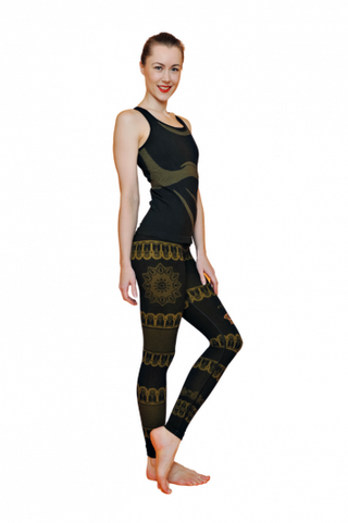 Bhakti Organic Black Yoga Outfit - Seamless Vest And Leggings Set