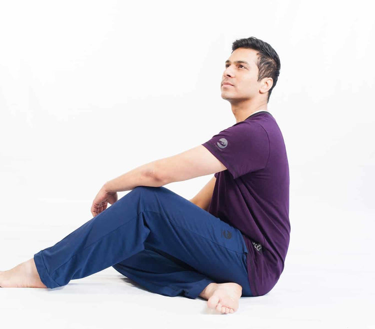 Cool Comfort Organic Yoga Pants - Navy Blue, Adjustable