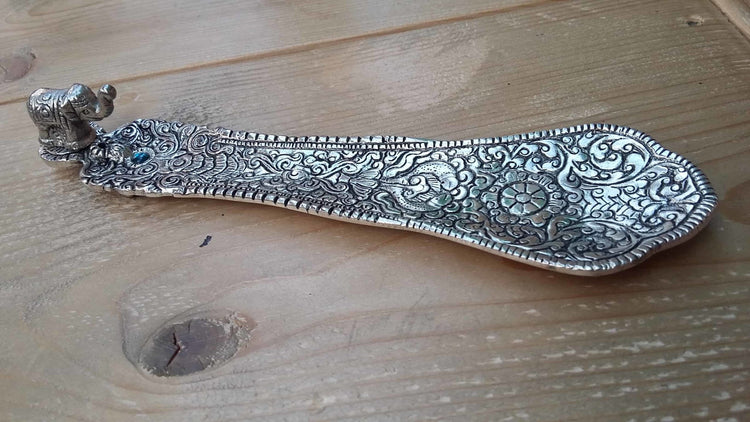 Elephant Incense Holder - Long, Antique Silver