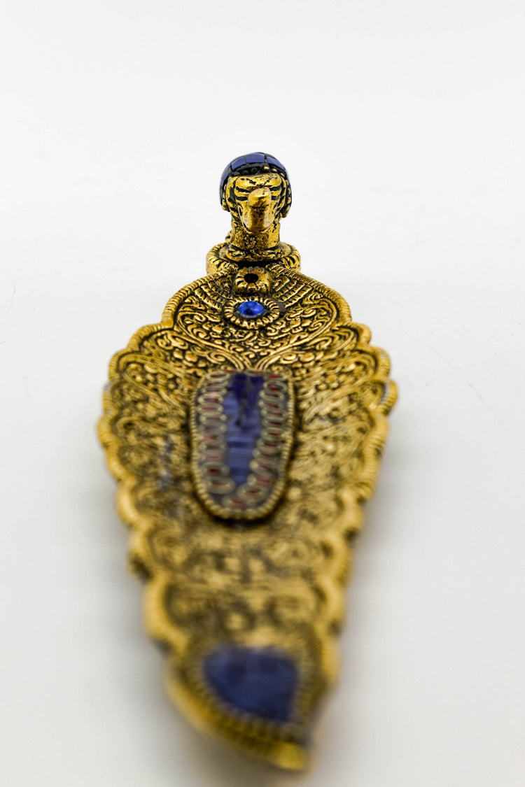 Gold Elephant Incense Holder With Mosaic Detail