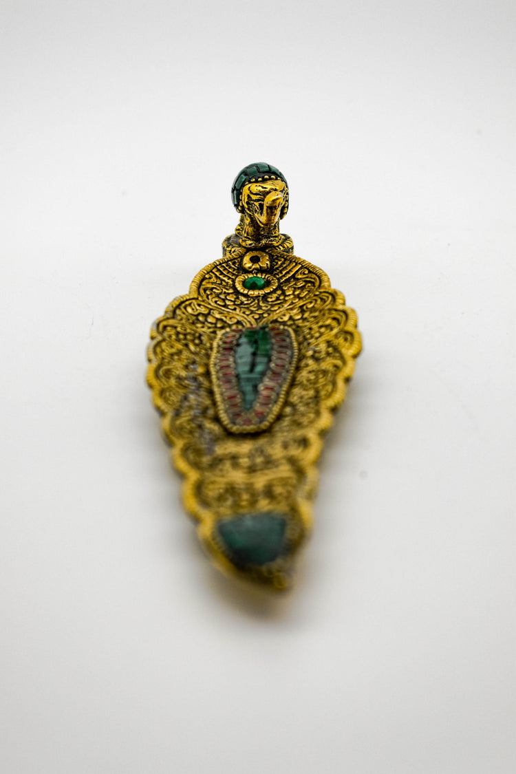 Gold Elephant Incense Holder With Mosaic Detail