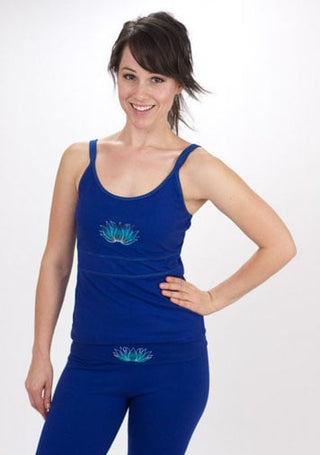 Lotus Hand Painted Yoga Top Camisole - Blue/Purple