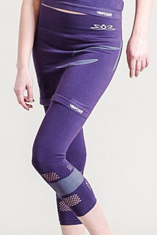 Lotus Yoga Skirt Capri - Organic, Purple, Seamless - UK 8-10, purple-old fabric-non organic
