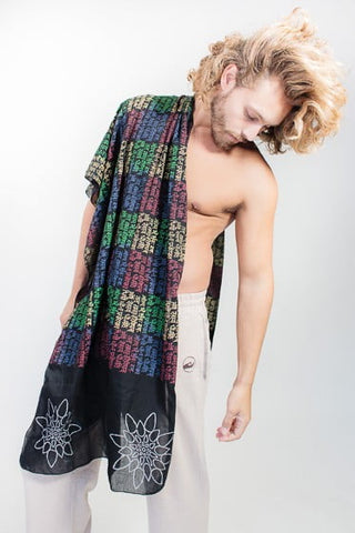 Gayatri Mantra Meditation Scarf – Black, 100% Cotton