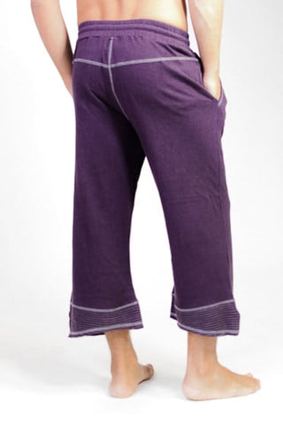 Men's Organic Hemp Yoga Pants - 3/4 Length Plum/Purple