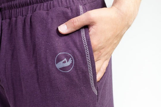Men's Organic Hemp Yoga Pants - 3/4 Length Plum/Purple