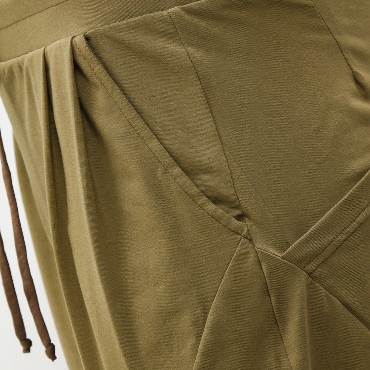Mens Lounge Yoga Pants - Olive, 4 Pockets, Barrel Leg