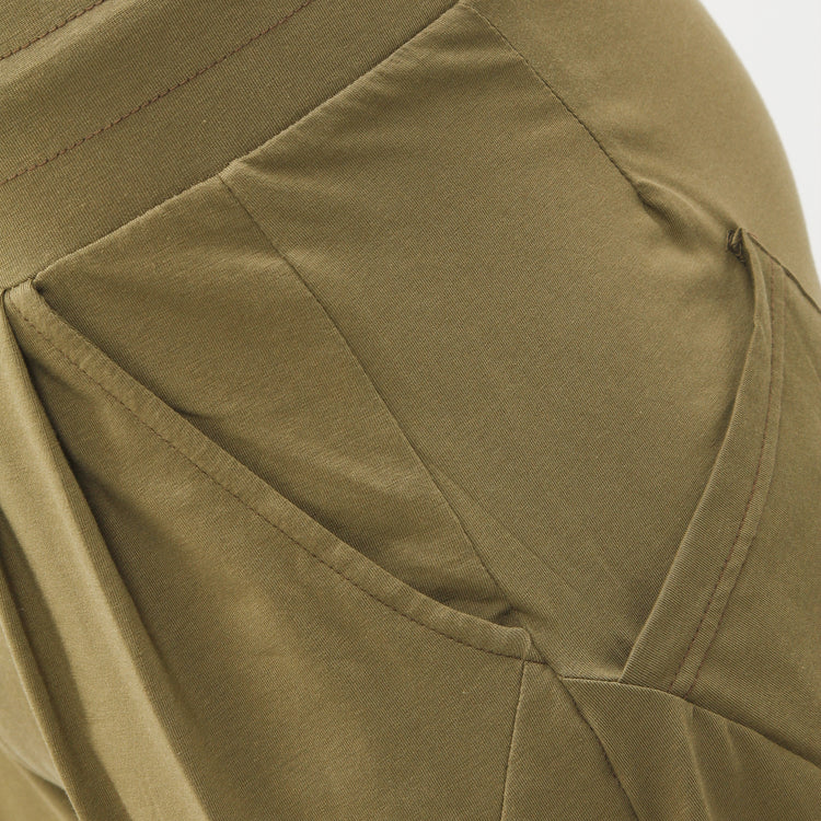 Mens Lounge Yoga Pants - Olive, 4 Pockets, Barrel Leg