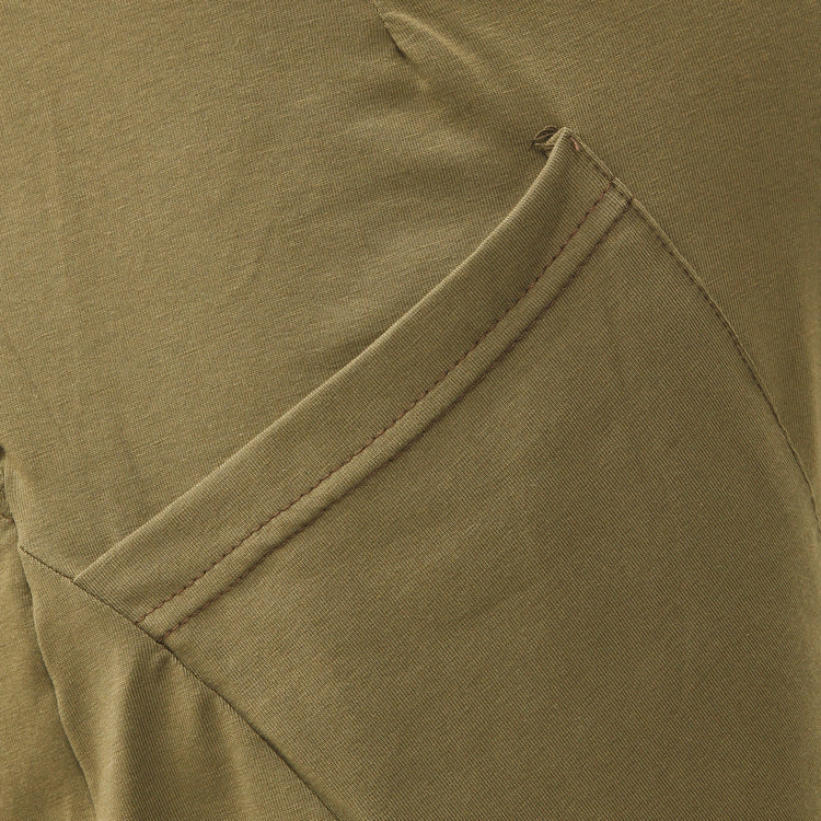 Mens Lounge Yoga Pants - Olive, 4 Pockets, Barrel Leg