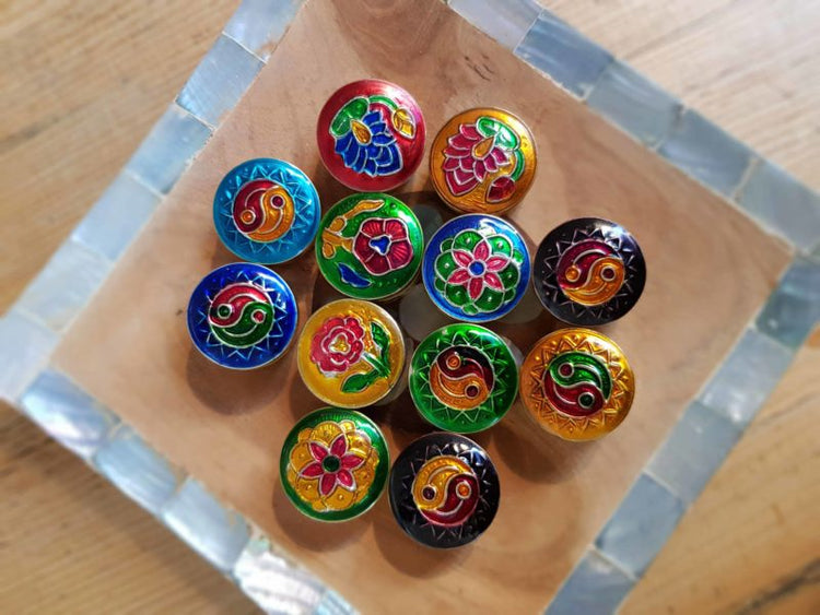 Natural Solid Perfume In Enamel Tin - Nag Champa, Sandalwood, Jasmine