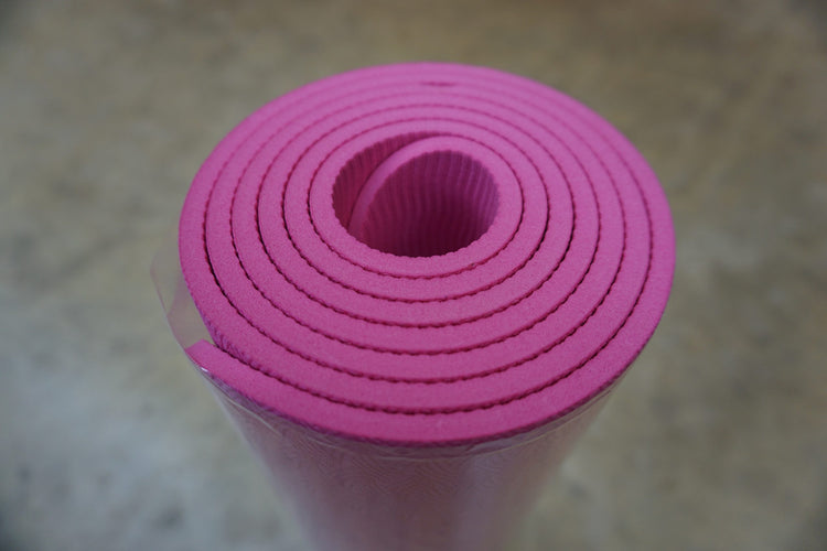 Non Slip Yoga Mat With Alignment, 6mm Thick, Eco TPE, Pink