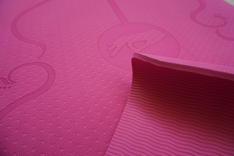 Non Slip Yoga Mat With Alignment, 6mm Thick, Eco TPE, Pink