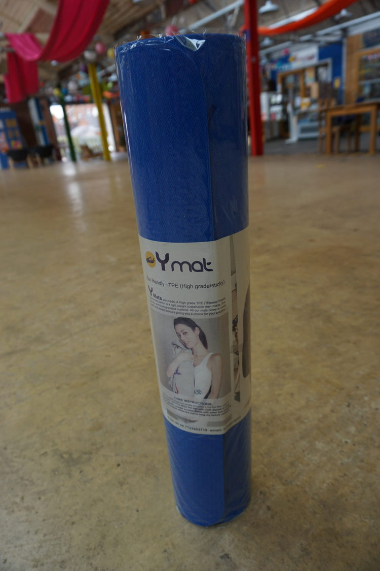 Non Slip Yoga Mat With Alignment, 6mm Thick, Eco TPE, Royal Blue