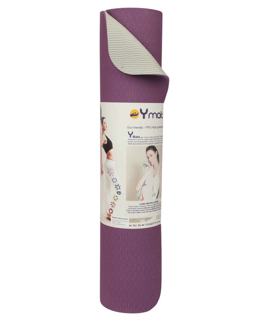 Practice Yoga Mat Purple/Grey - 6mm, 183cm