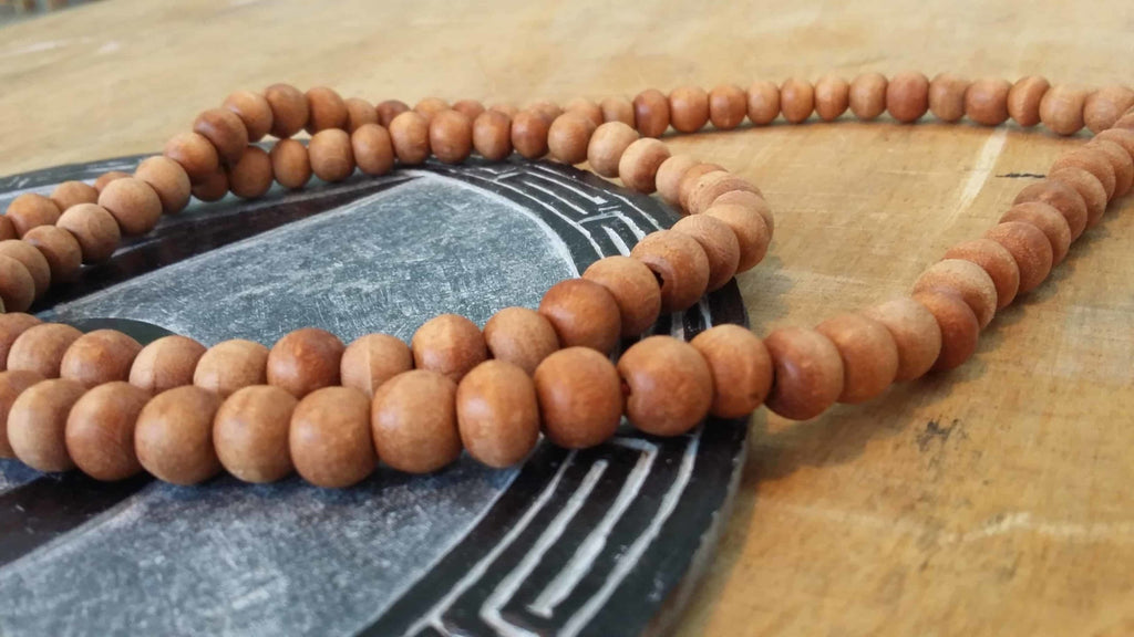 Sandalwood Mala Beads - Wooden Necklace With Tassel