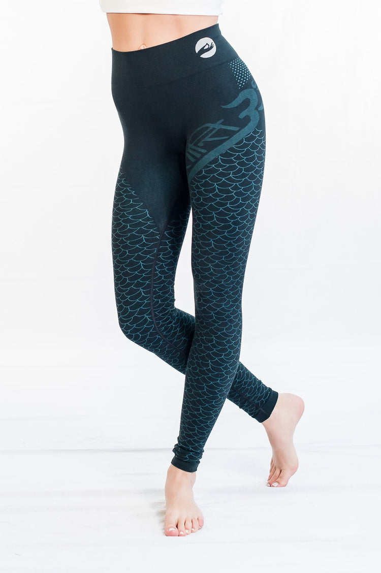 Shanti Om Organic Seamless Yoga Leggings, Full Length, Mermaid