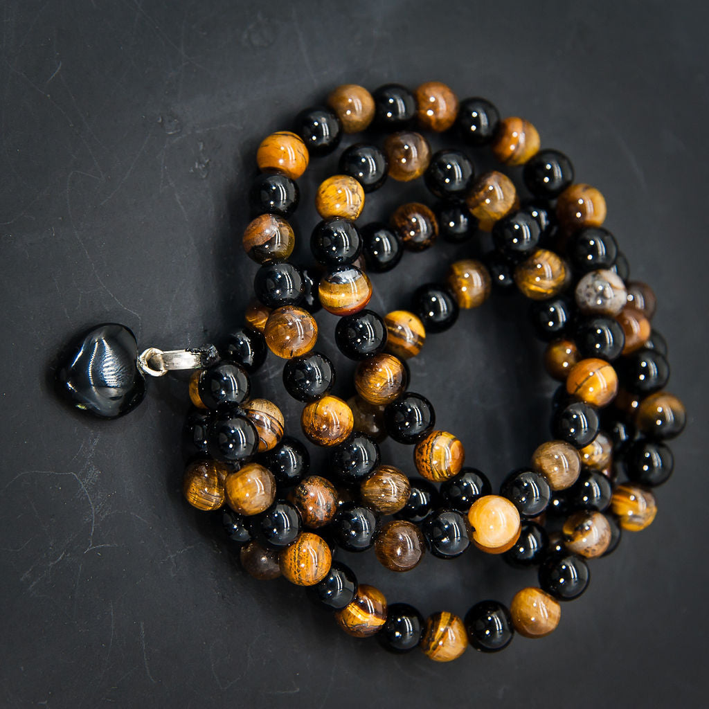 Tiger Eye with Onyx Mala