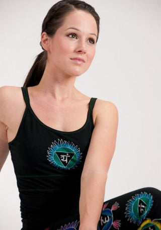 Chakra Hand Painted Yoga Top Camisole Black