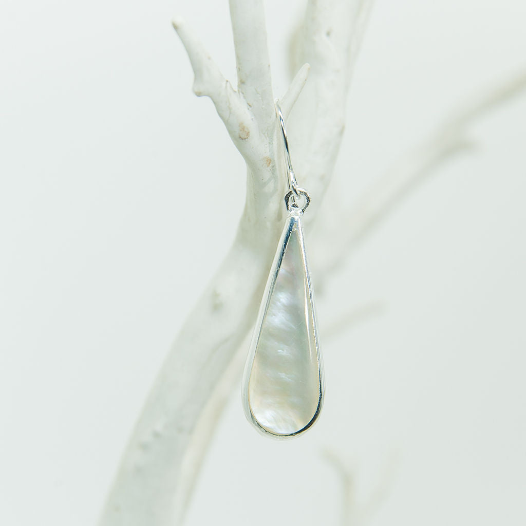 Bali Silver Abalone Shell Earrings