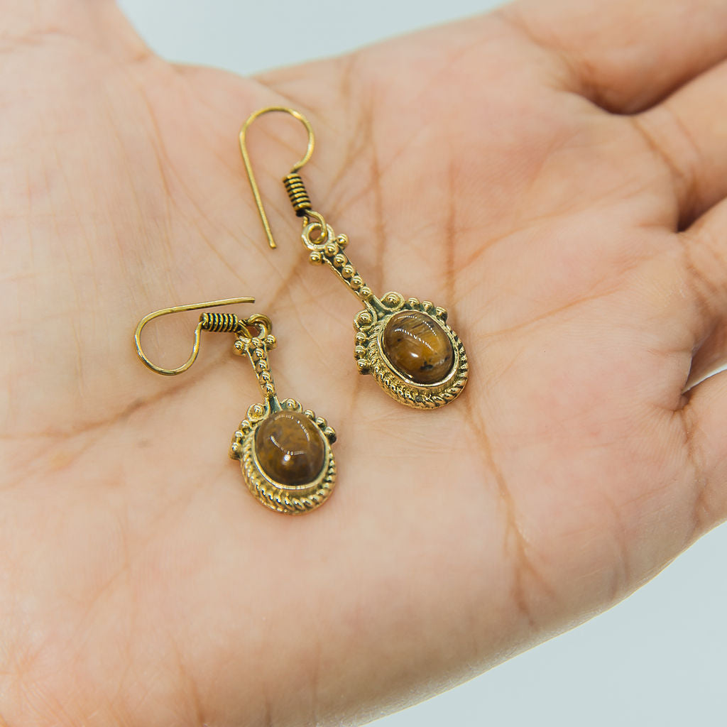 Tiger Eye Stone Earrings