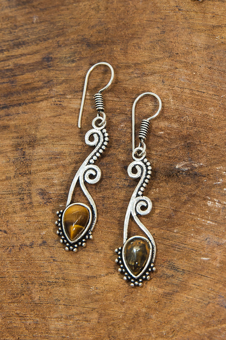 Tiger Eye Stone Earrings