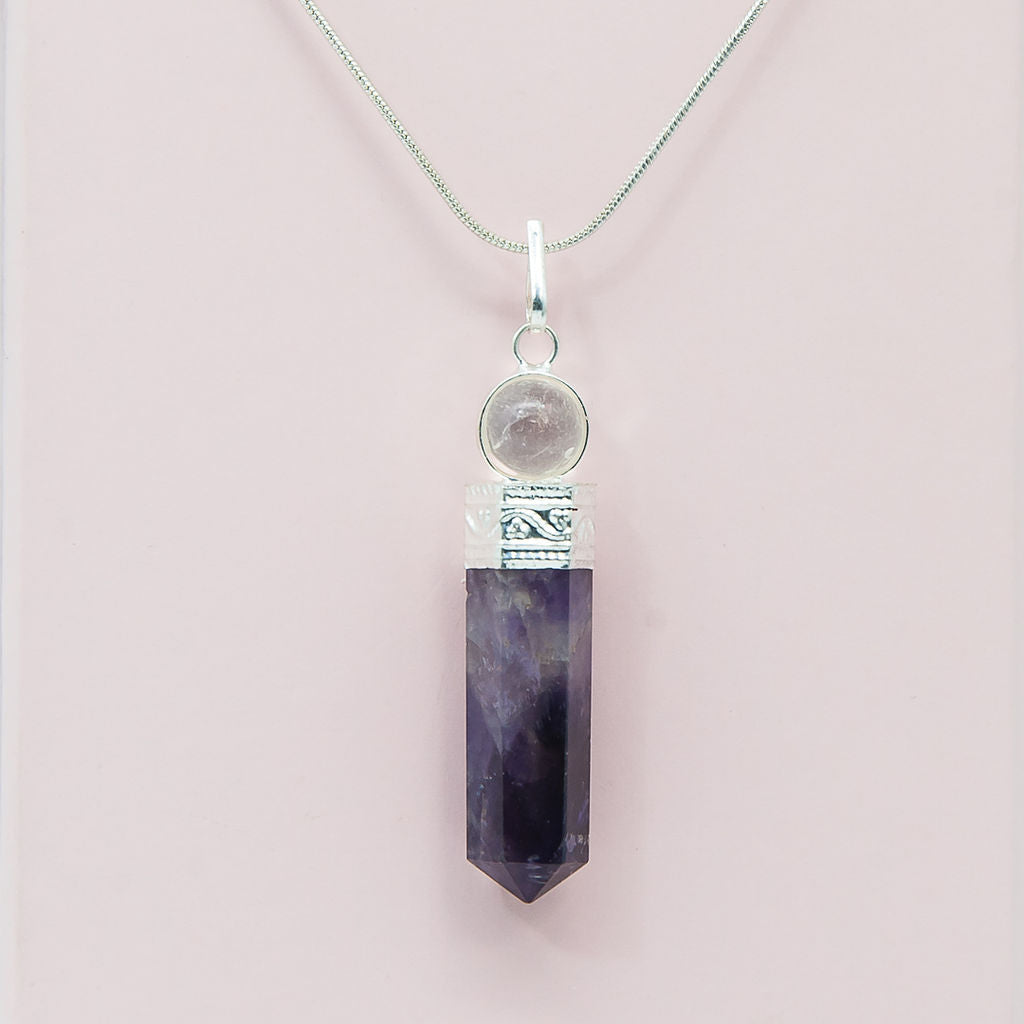 Amethyst Point Necklace with Crystal Ball