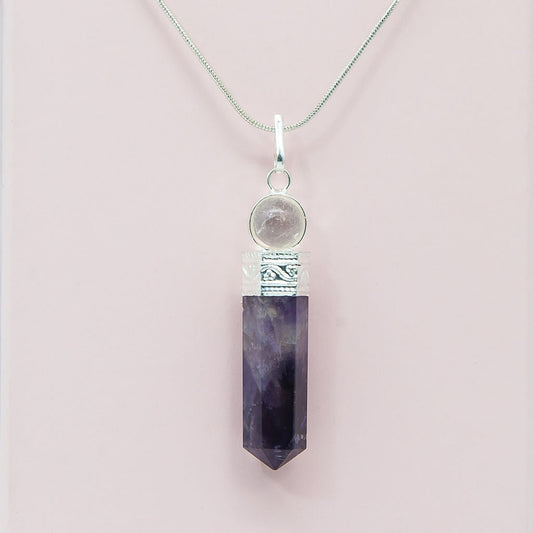 Amethyst Point Necklace with Crystal Ball