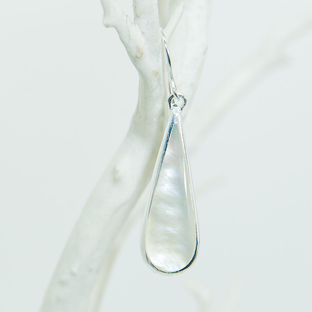 Bali Silver Abalone Shell Earrings
