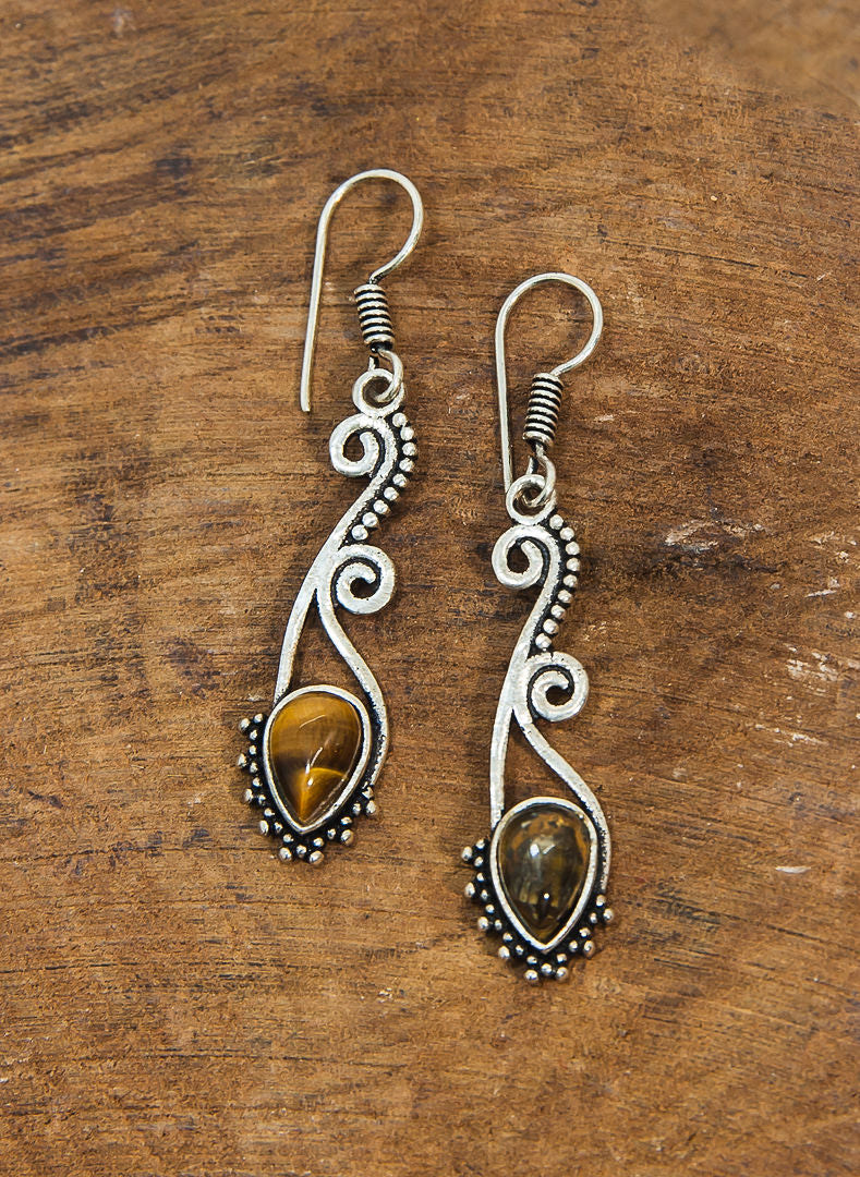 Tiger Eye Stone Earrings