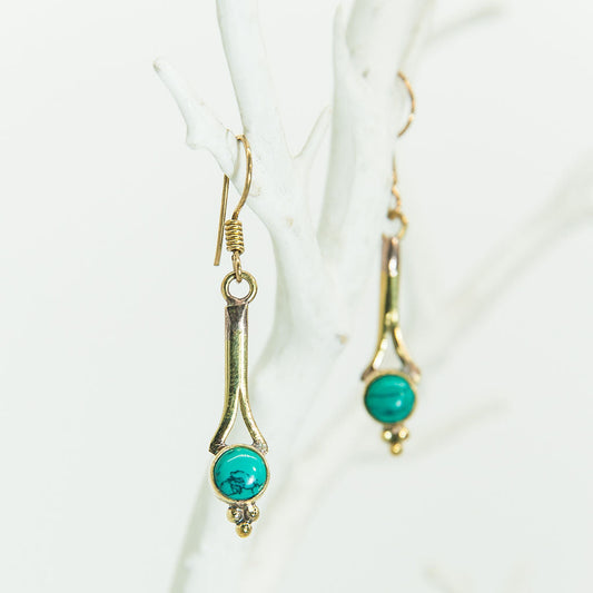 Turquoise in Brass Earrings
