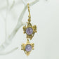 Amethyst in Brass Earrings